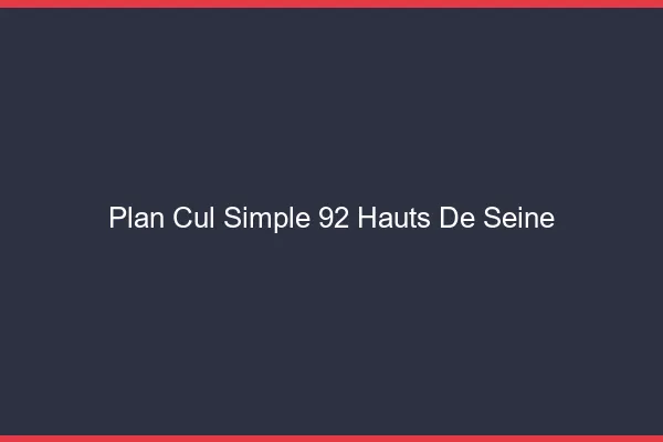 Plan Cul Simple Hauts De Seine