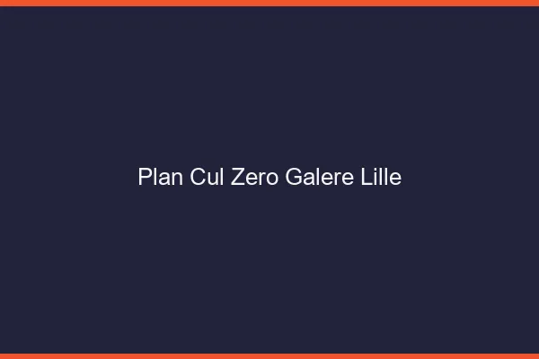 Plan Cul Zéro Galère Lille