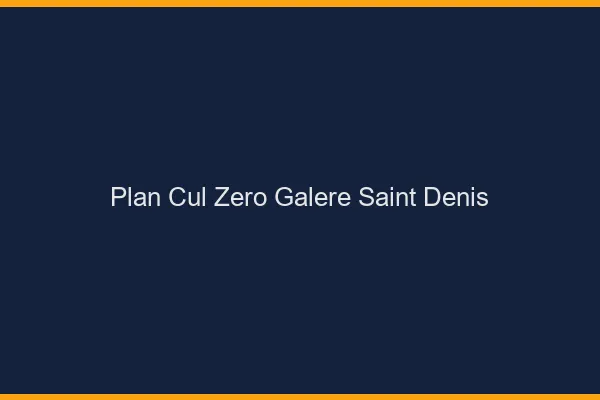 Plan Cul Zéro Galère Saint-Denis